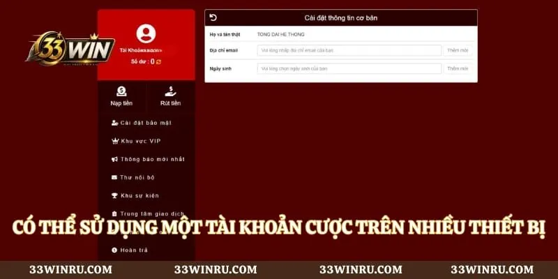 Có thể sử dụng một tài khoản cược trên nhiều thiết bị