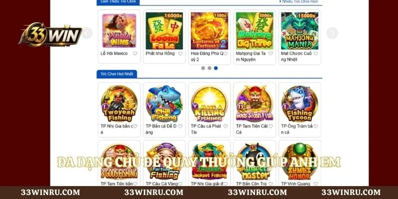 Đa dạng chủ đề quay thưởng giúp anh em thỏa sức khám phá