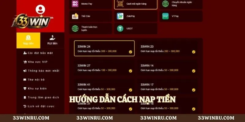 Hướng dẫn cách nạp tiền