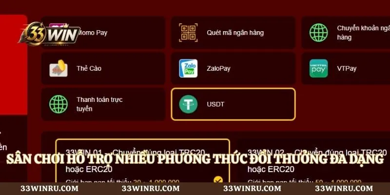 Sân chơi hỗ trợ nhiều phương thức đổi thưởng đa dạng