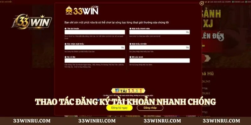 Thao tác đăng ký tài khoản nhanh chóng chỉ trong vài phút 